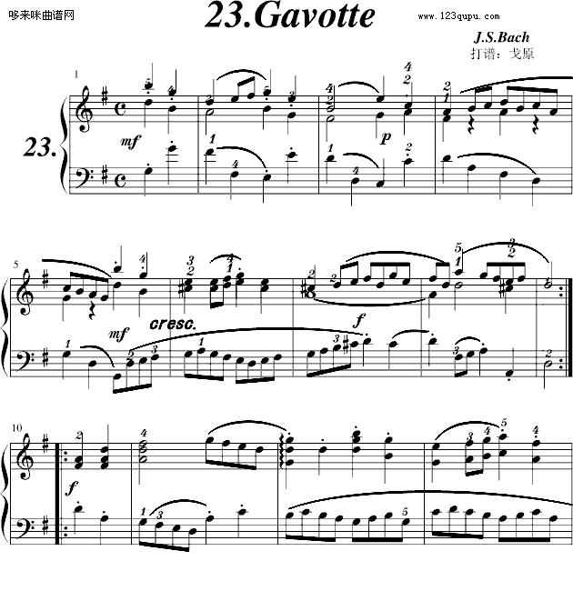 巴赫初步IINo.23Gavotte-巴赫(鋼琴譜)1