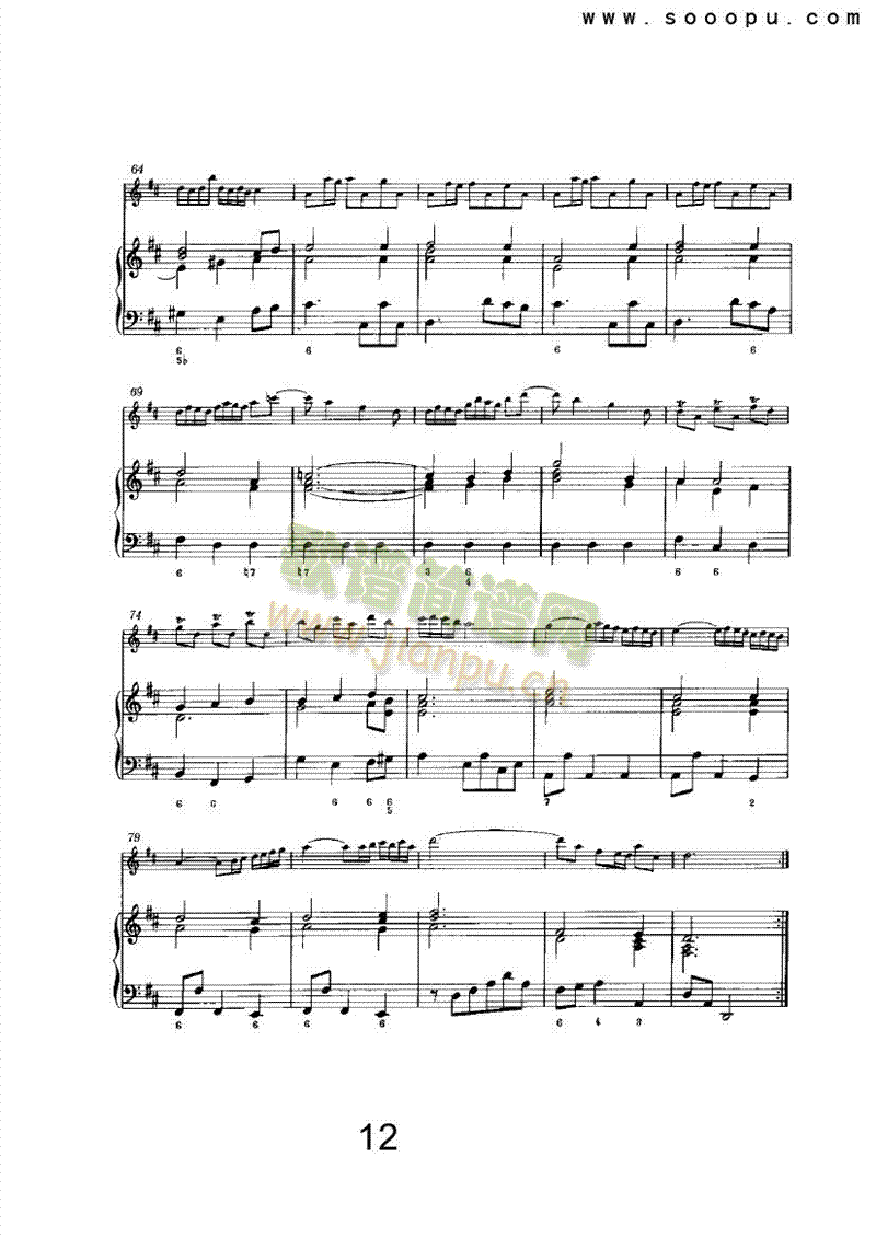 D大调第六奏鸣曲管乐类长笛(其他乐谱)12
