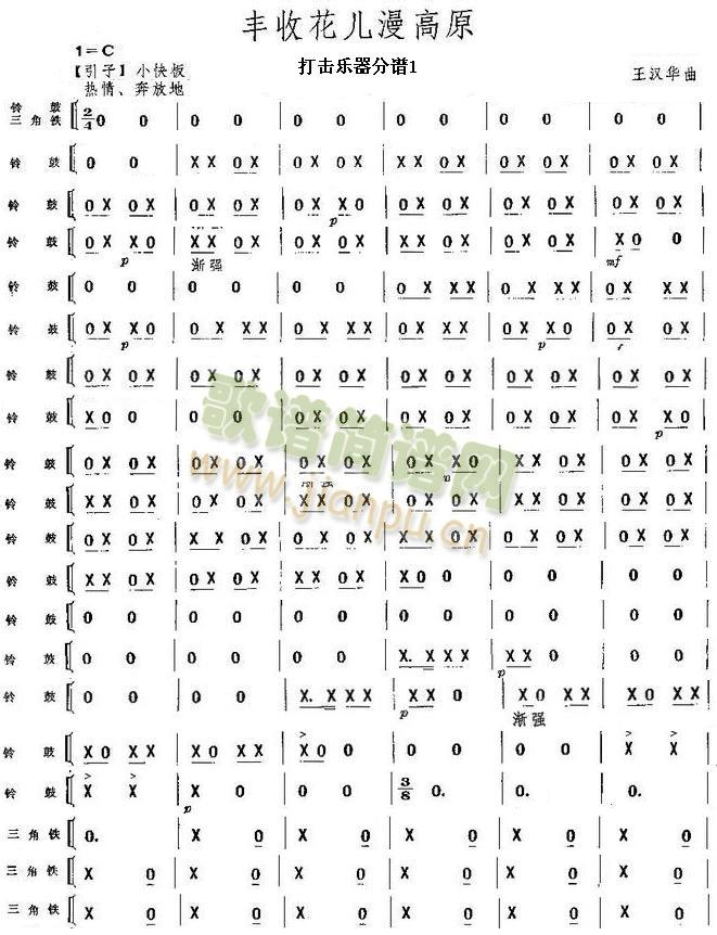 豐收花兒漫高原打擊樂器分譜(總譜)1