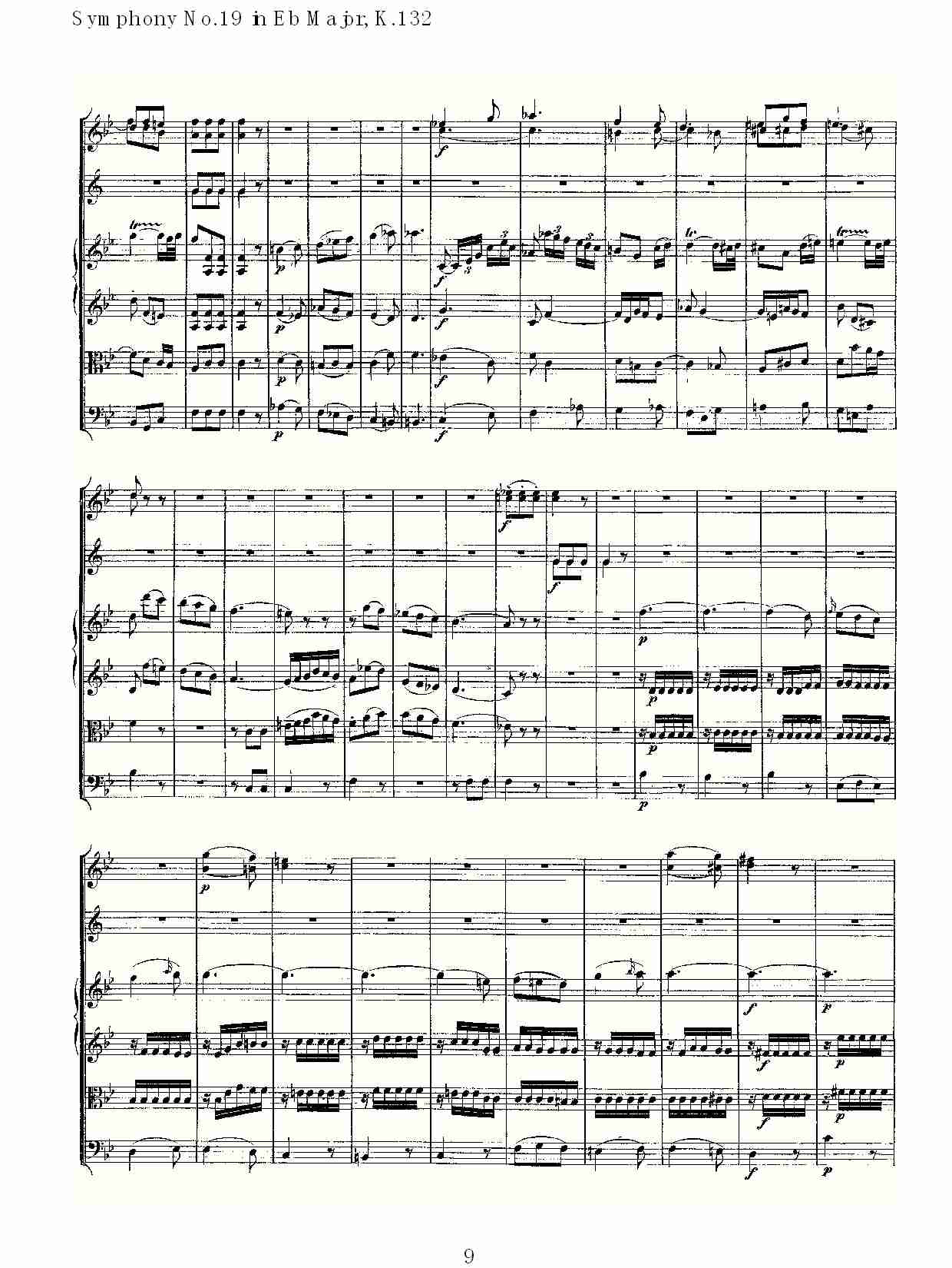 (Eb大调第十九交响曲K.132)（一）(总谱)9