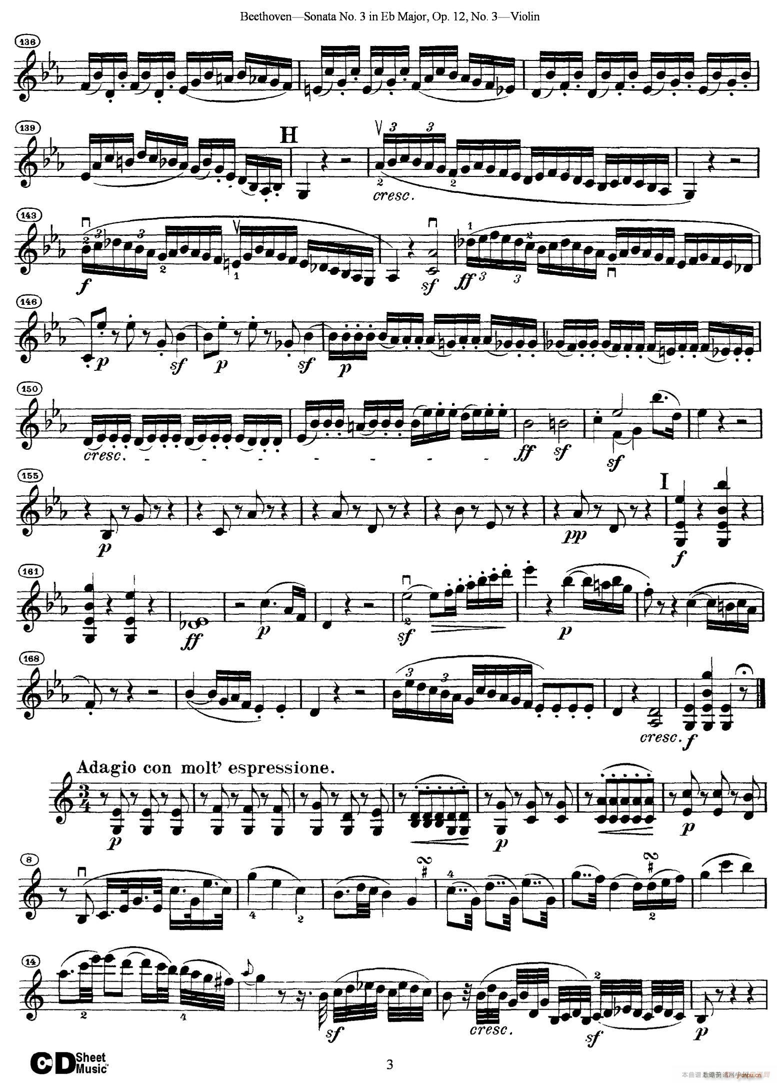 A大调第二小提琴奏鸣曲 Sonata No 2 in A Major Op 12 No 2(小提琴谱)3