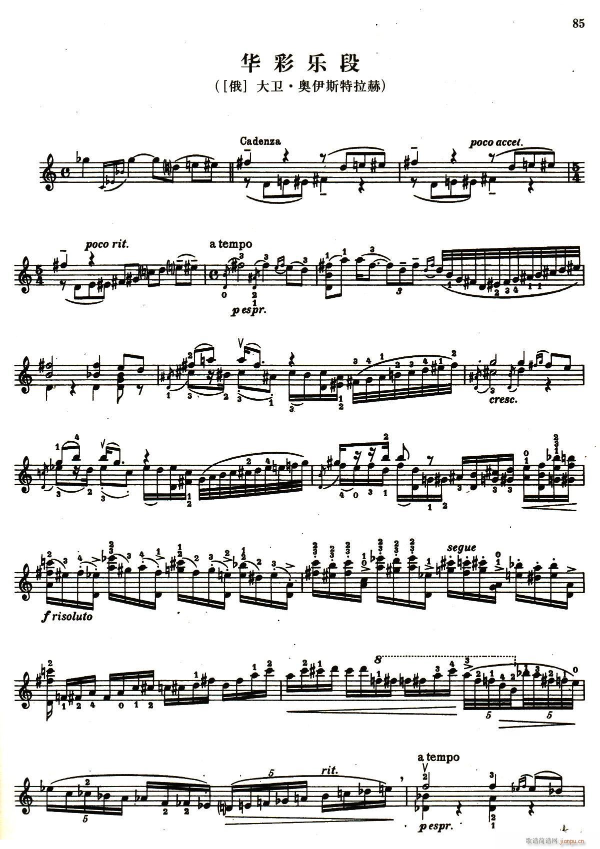 D小调小提琴协奏曲华彩乐段(小提琴谱)1