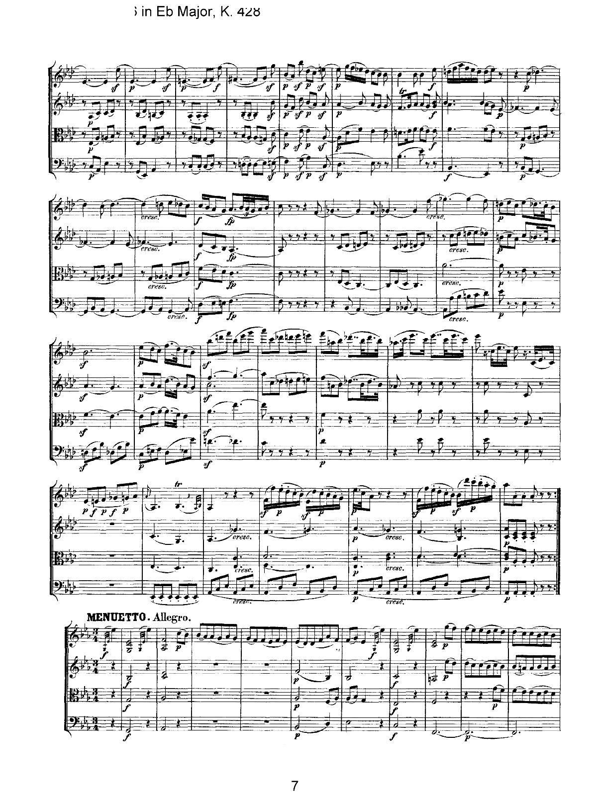 Mozart Quartet No 16 in Eb Major K 428(總譜)7