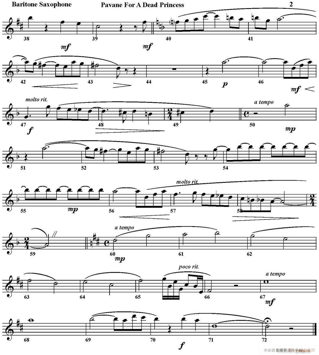 PAVANE FOR A DEAD PRINCESS 四重奏 上低音薩克斯 2