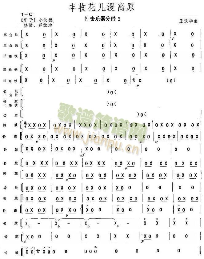 豐收花兒漫高原打擊樂器分譜 2