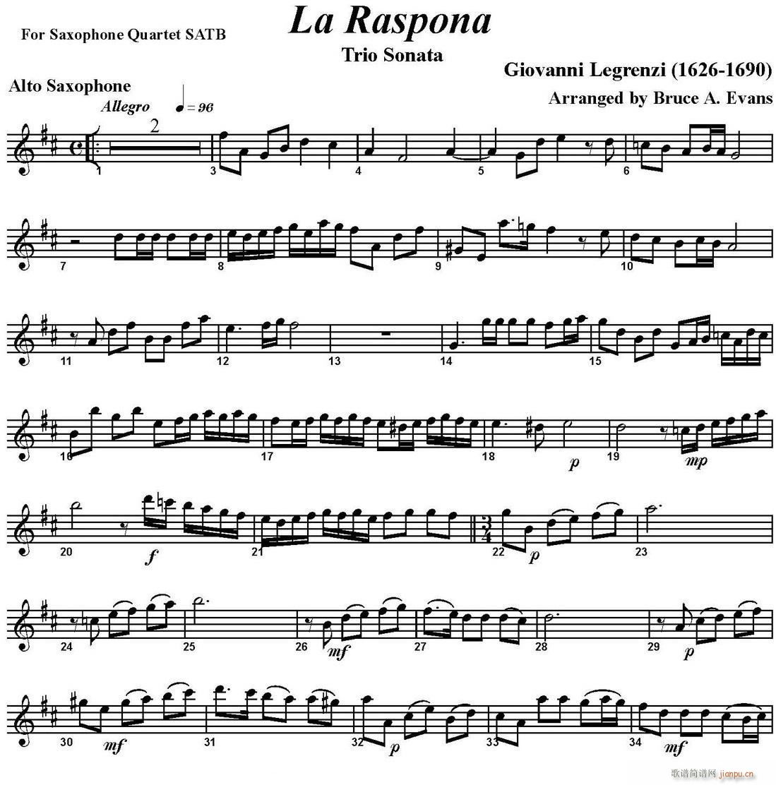 La Raspona 四重奏 中音薩克斯(總譜)1