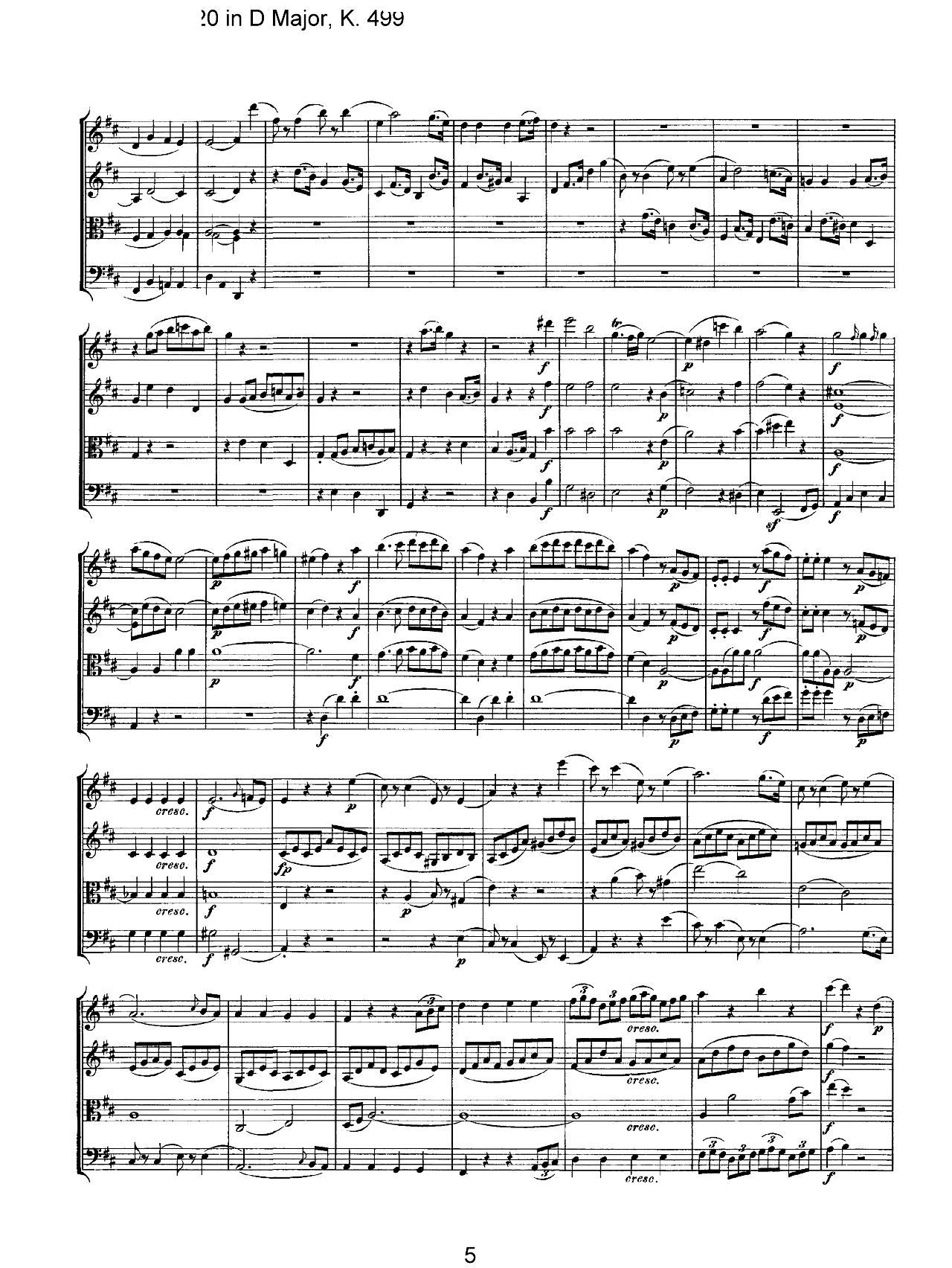 Mozart Quartet No 20 in D Major K 499(总谱)5