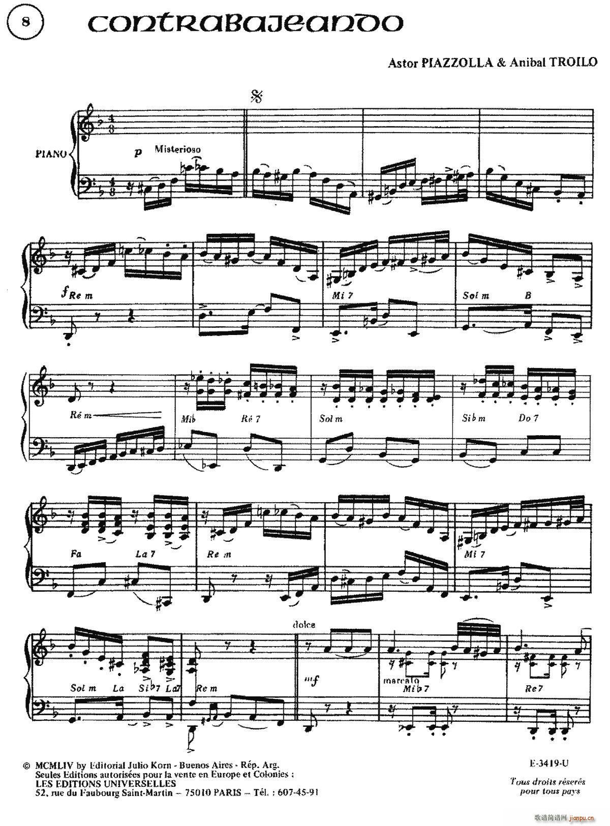 Piazzolla合集 8 Contrabajeando(手风琴谱)1
