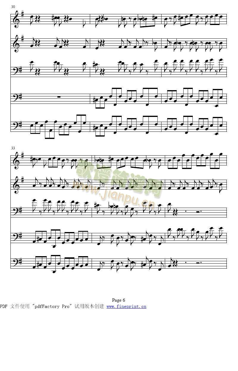 巴赫Ｇ大调铜管五重奏1-8(总谱)6