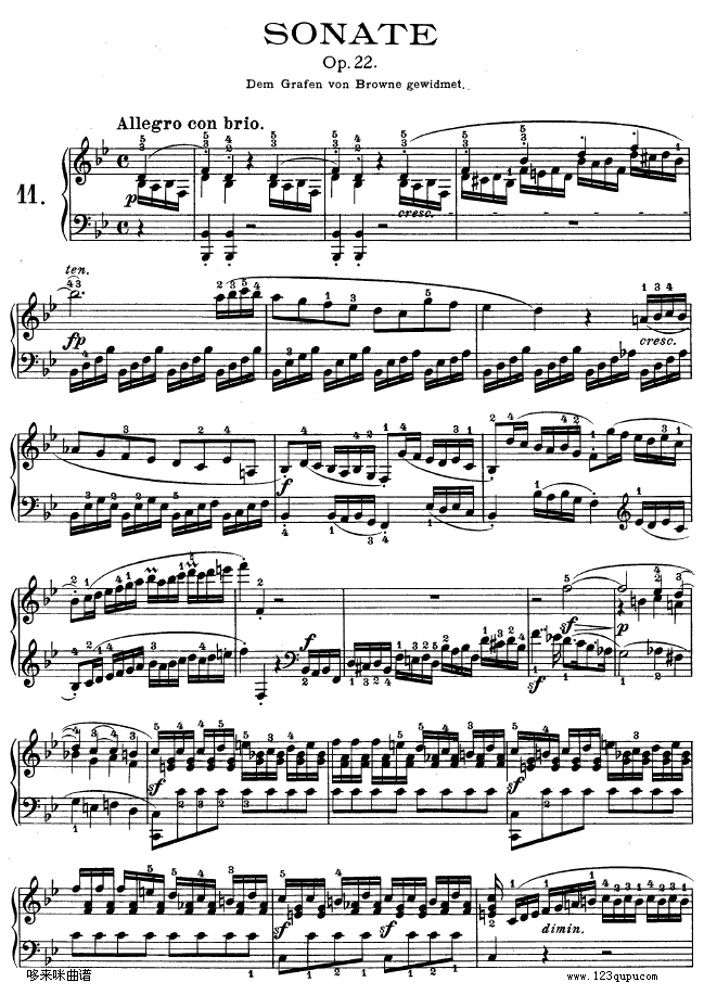 第十一钢琴奏鸣曲-op.22-贝多芬(钢琴谱)1