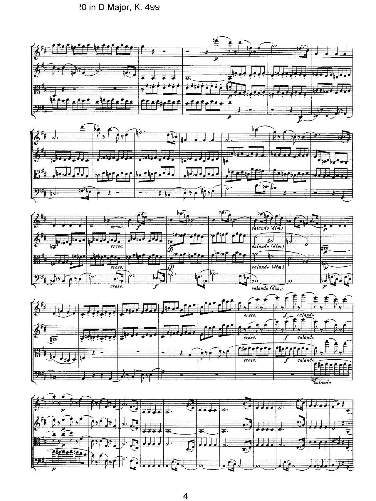 Mozart Quartet No 20 in D Major K 499 4