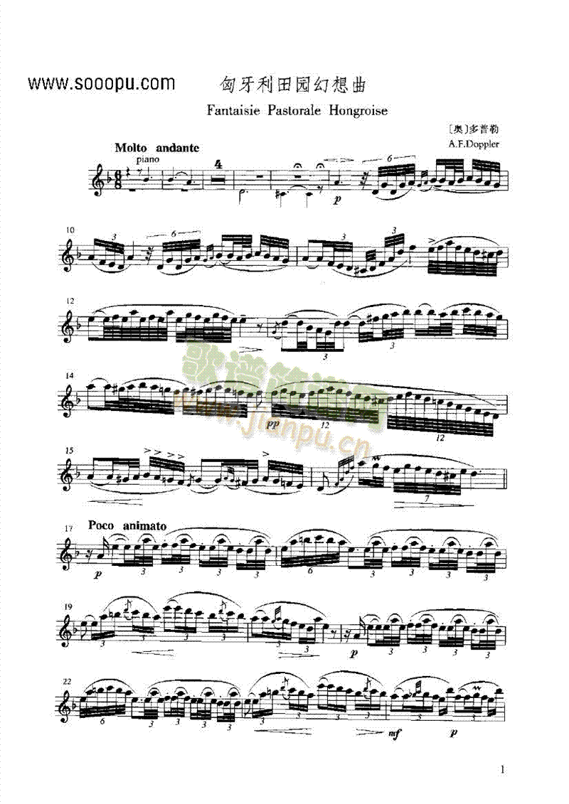 匈牙利田园幻想曲管乐类长笛(其他乐谱)1