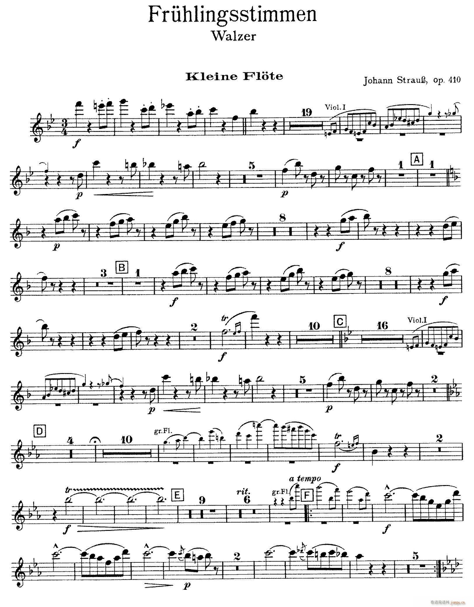 春之声圆舞曲 管弦乐合奏短笛(笛箫谱)1