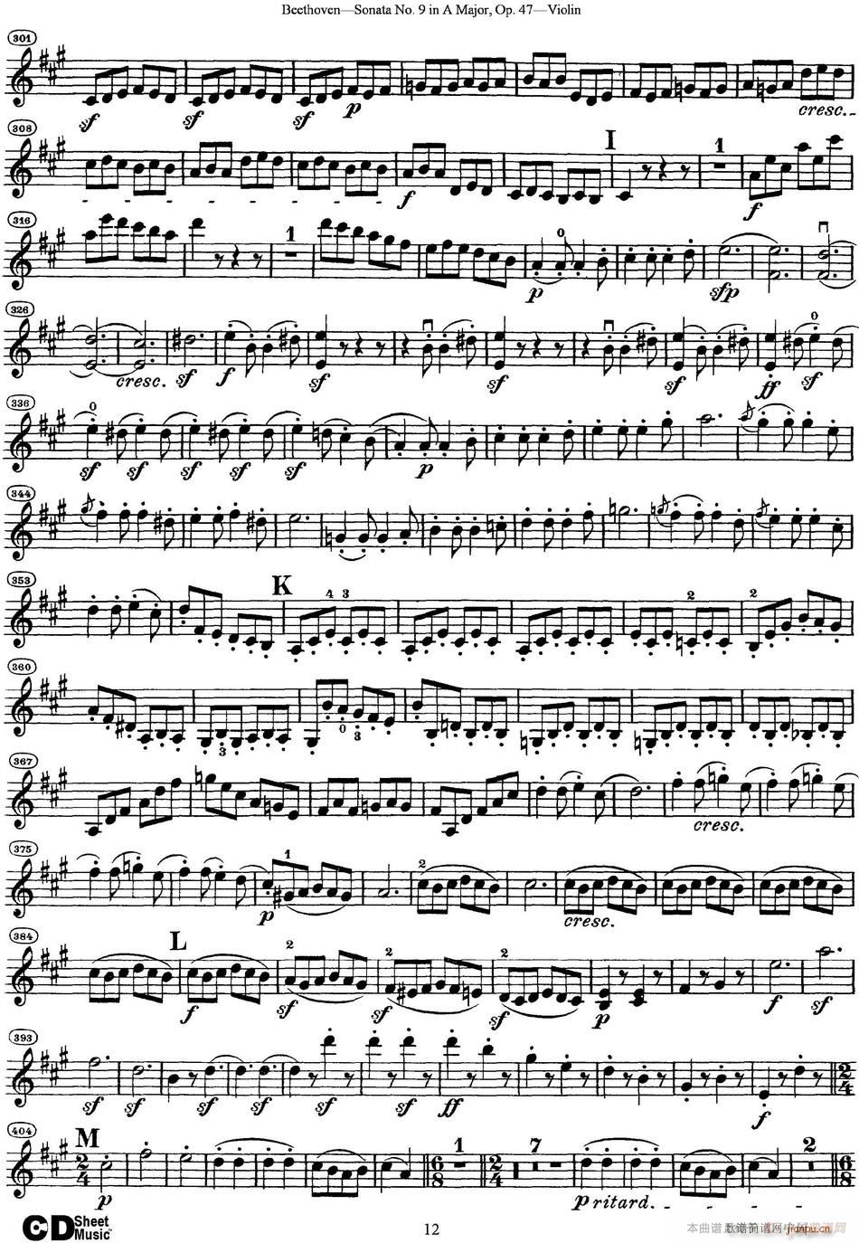 Violin Sonata No 9 in A Major Op 47(小提琴谱)12