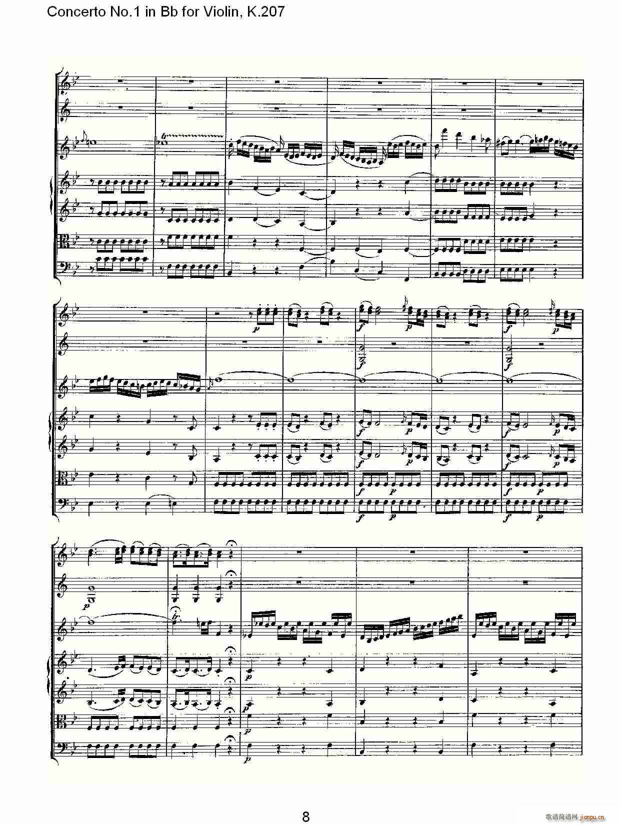 Concerto No.1 in Bb for Violin, K.207(小提琴谱)8