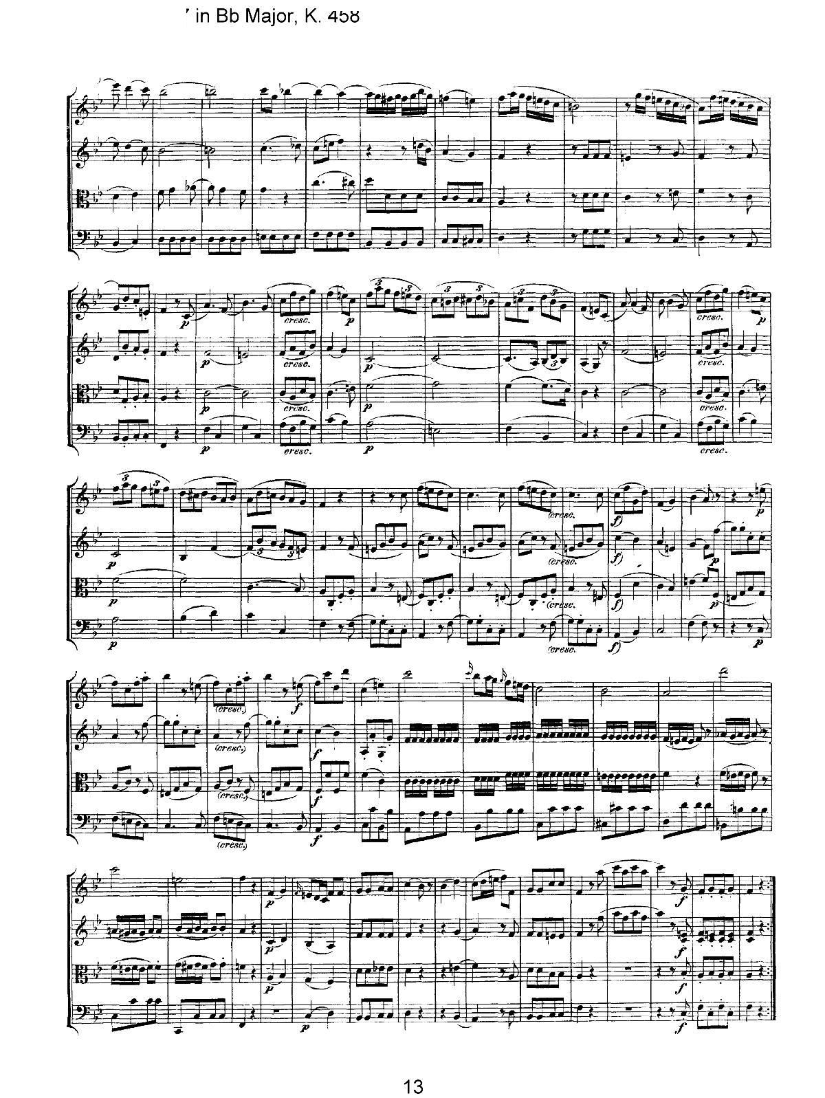 Mozart Quartet No 17 in Bb Major K 458(總譜)13