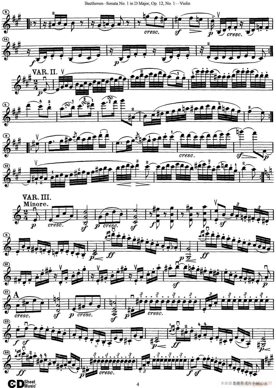 Violin Sonata No 1 in D Major Op 12 No 1 4