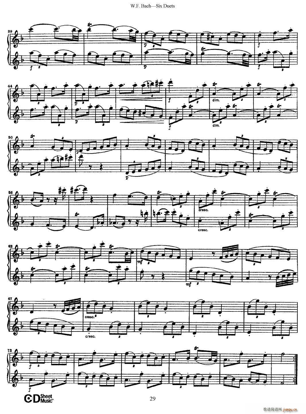 W F 巴赫 六首二重奏练习曲 4(笛箫谱)7
