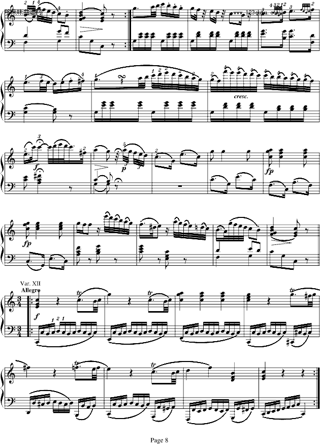 小星星变奏曲K.265-莫扎特(钢琴谱)8