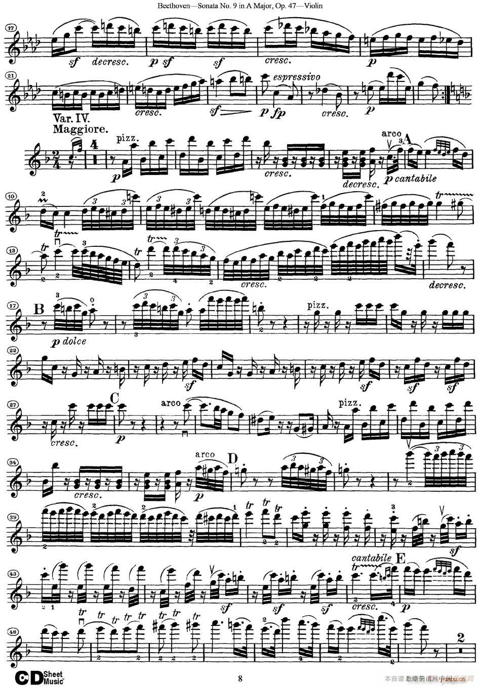 Violin Sonata No 9 in A Major Op 47(小提琴谱)8
