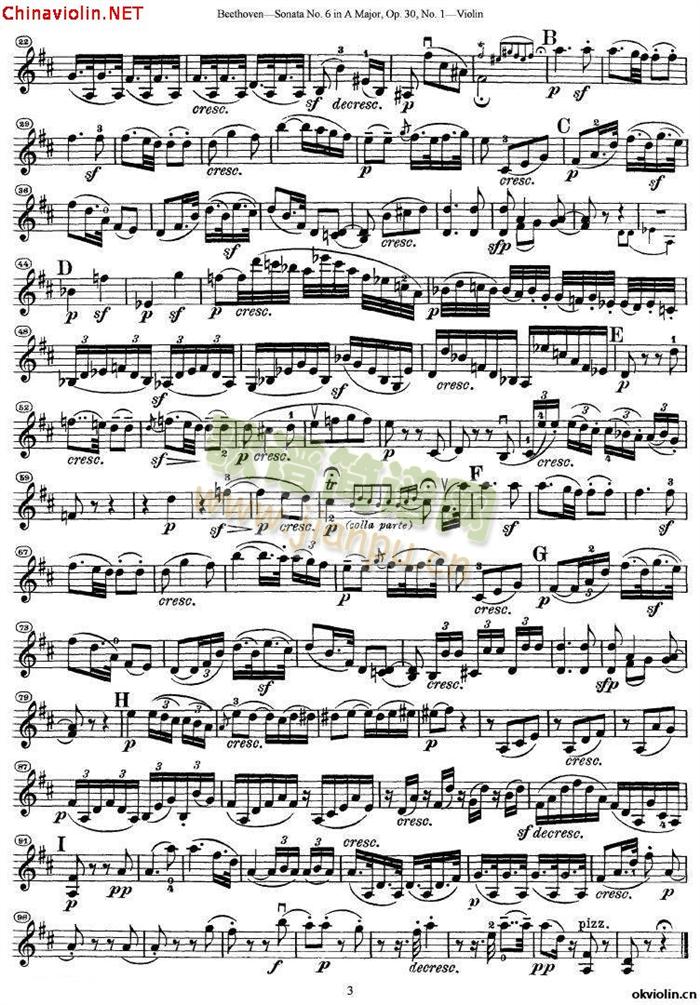贝多芬第六号小提琴奏鸣曲A大调(小提琴谱)3