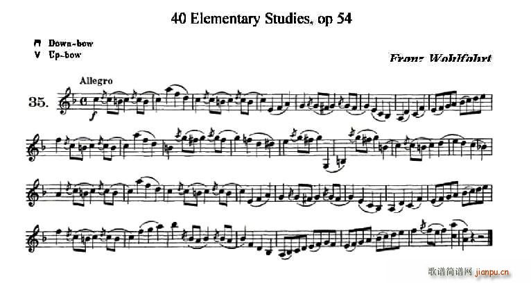 40首小提琴初级技巧练习曲之35(小提琴谱)1