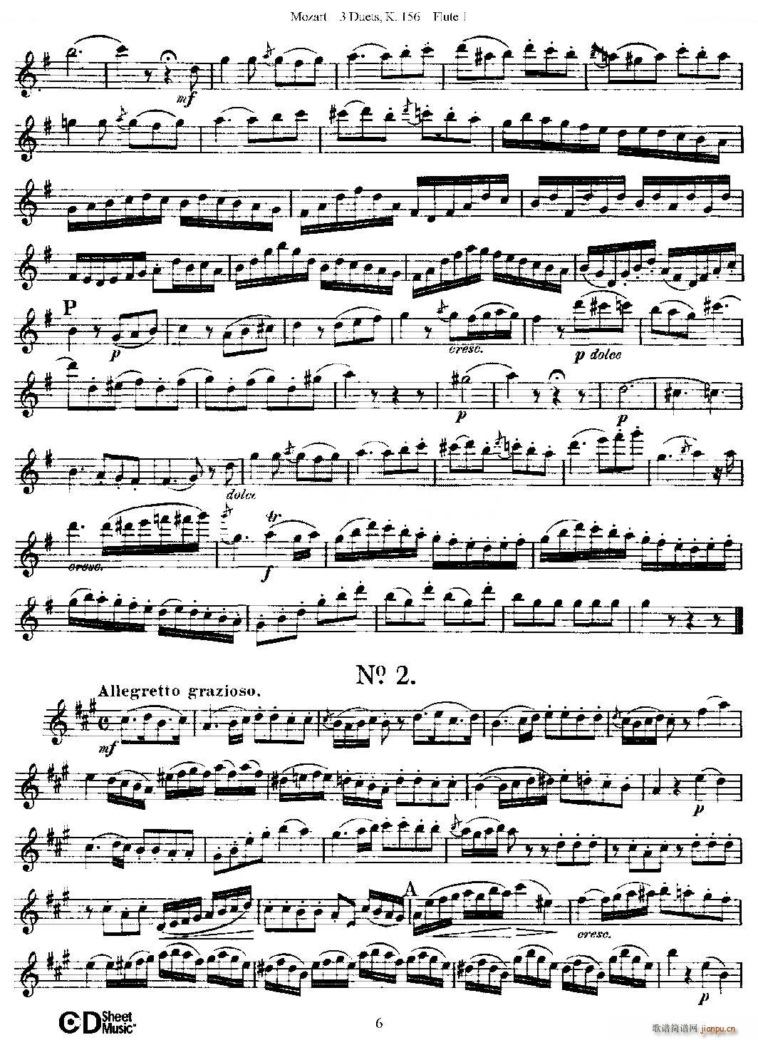 3 Duets K 156 之第一长笛 二重奏三首 K156号 铜管(笛箫谱)6