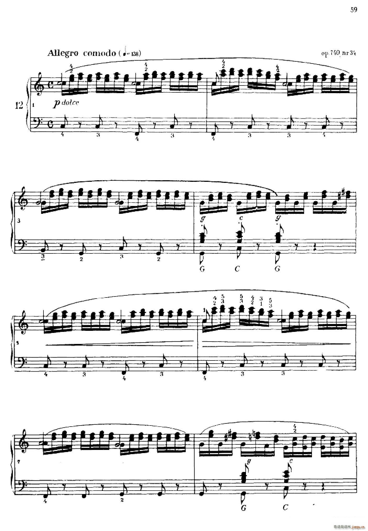 车尔尼手风琴练习曲集 第Ⅳ册 第12首(手风琴谱)1