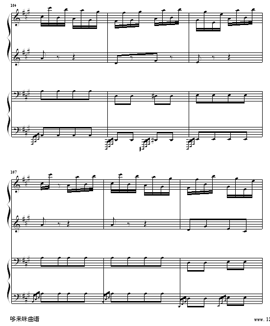 土耳其进行曲四手联弹-莫扎特(钢琴谱)16