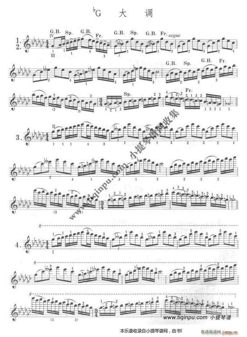 卡尔弗莱什 小提琴音阶体系 降G大调(小提琴谱)1