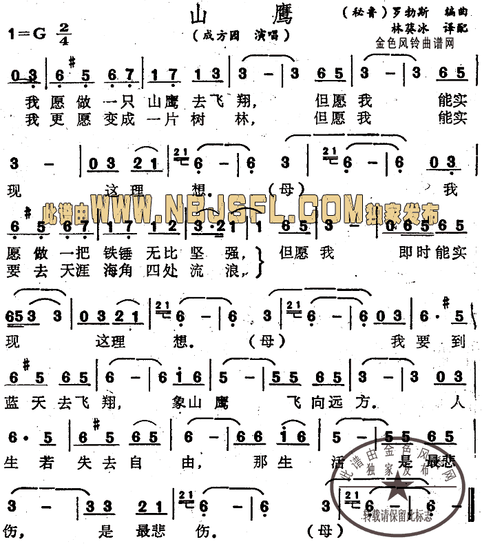 山鹰(二字歌谱)1