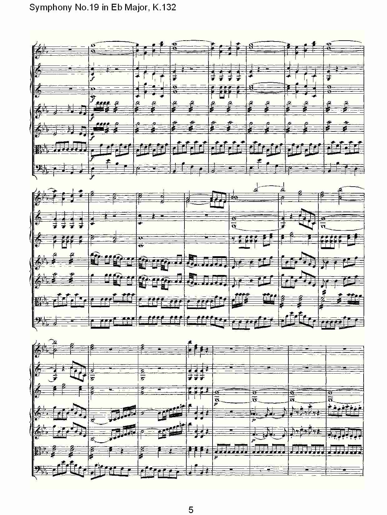 (Eb大调第十九交响曲K.132)（一）(总谱)5