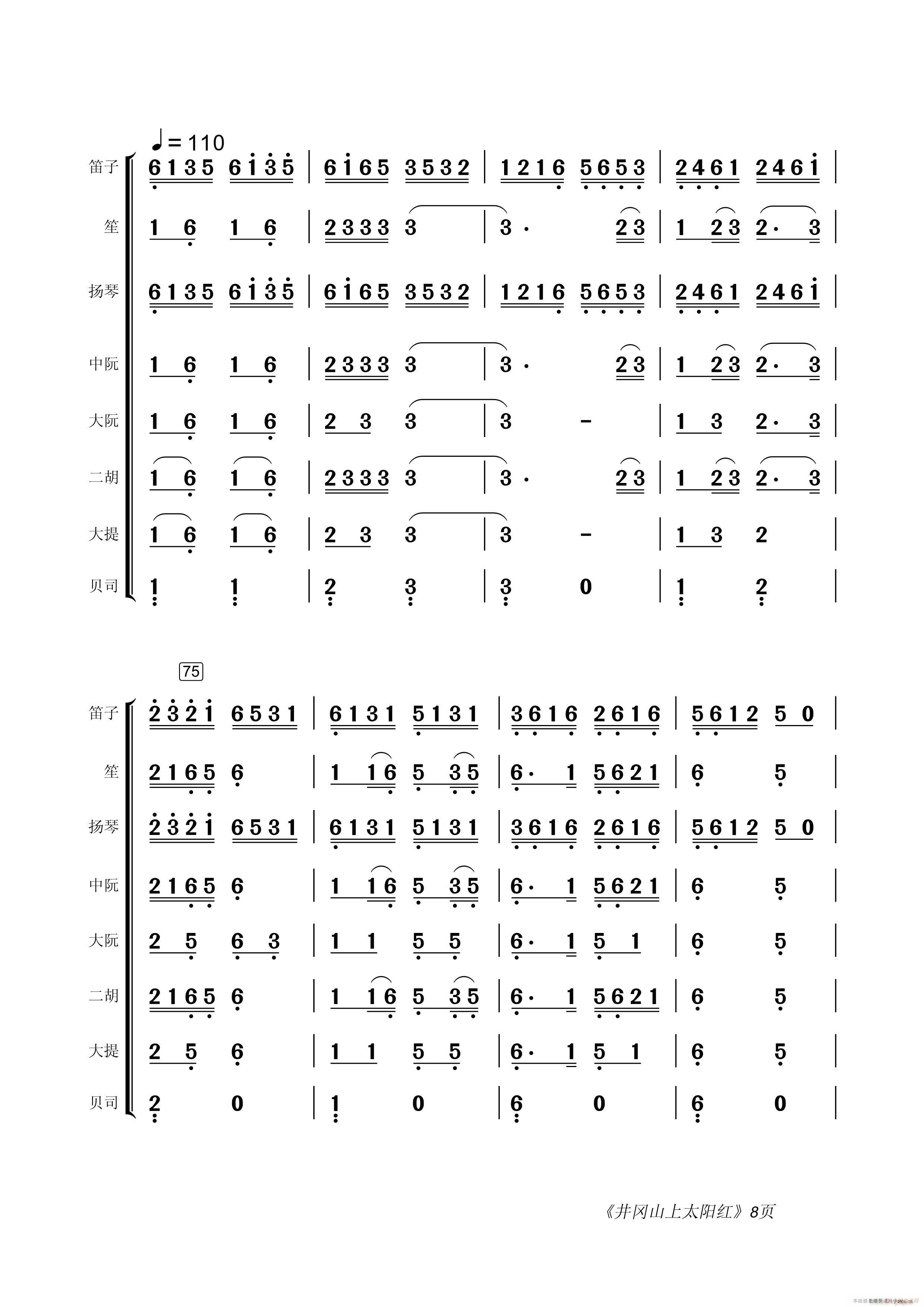 井岡山上太陽紅 民樂合奏(總譜)8