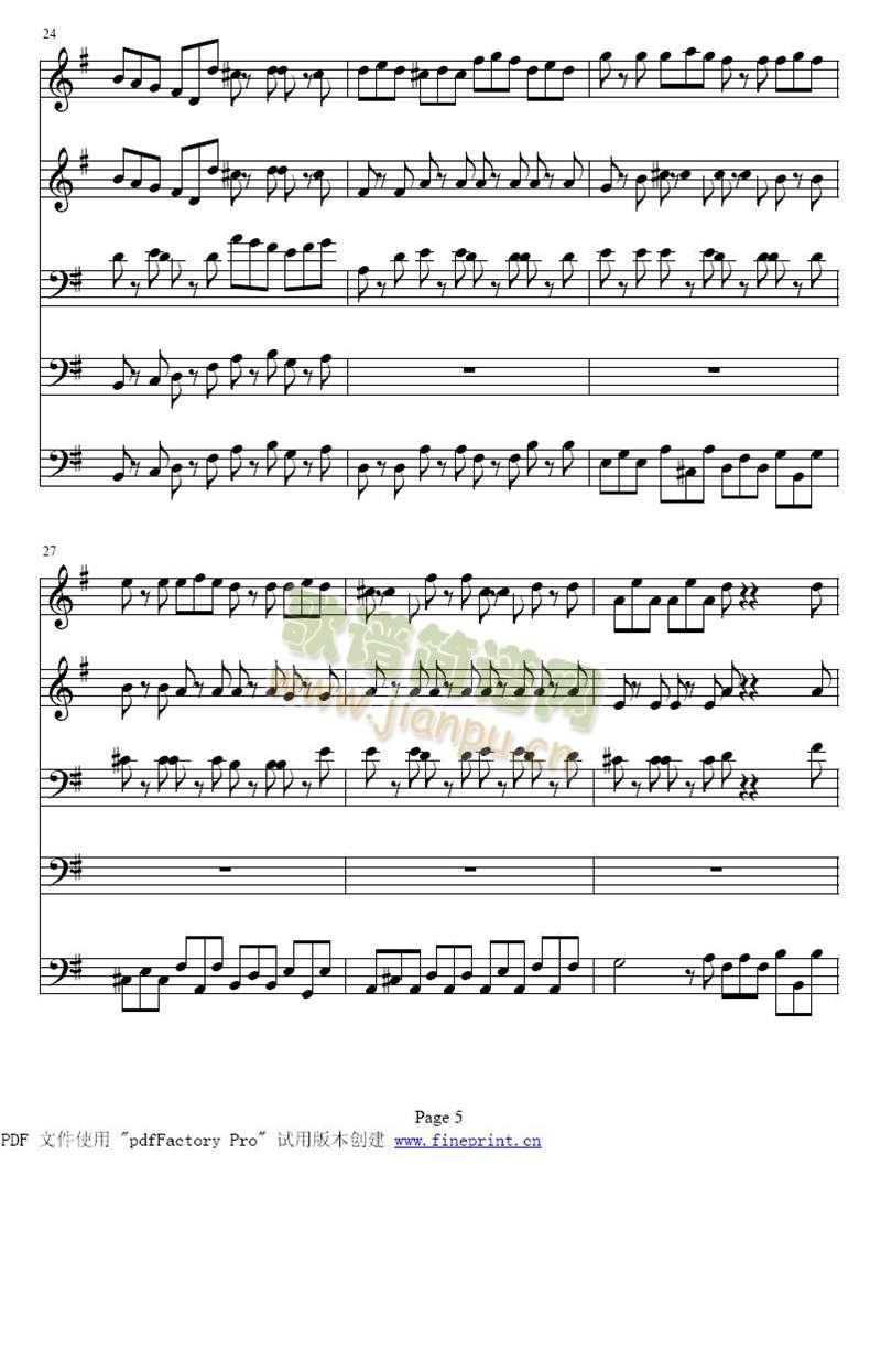 巴赫Ｇ大调铜管五重奏1-8(总谱)5