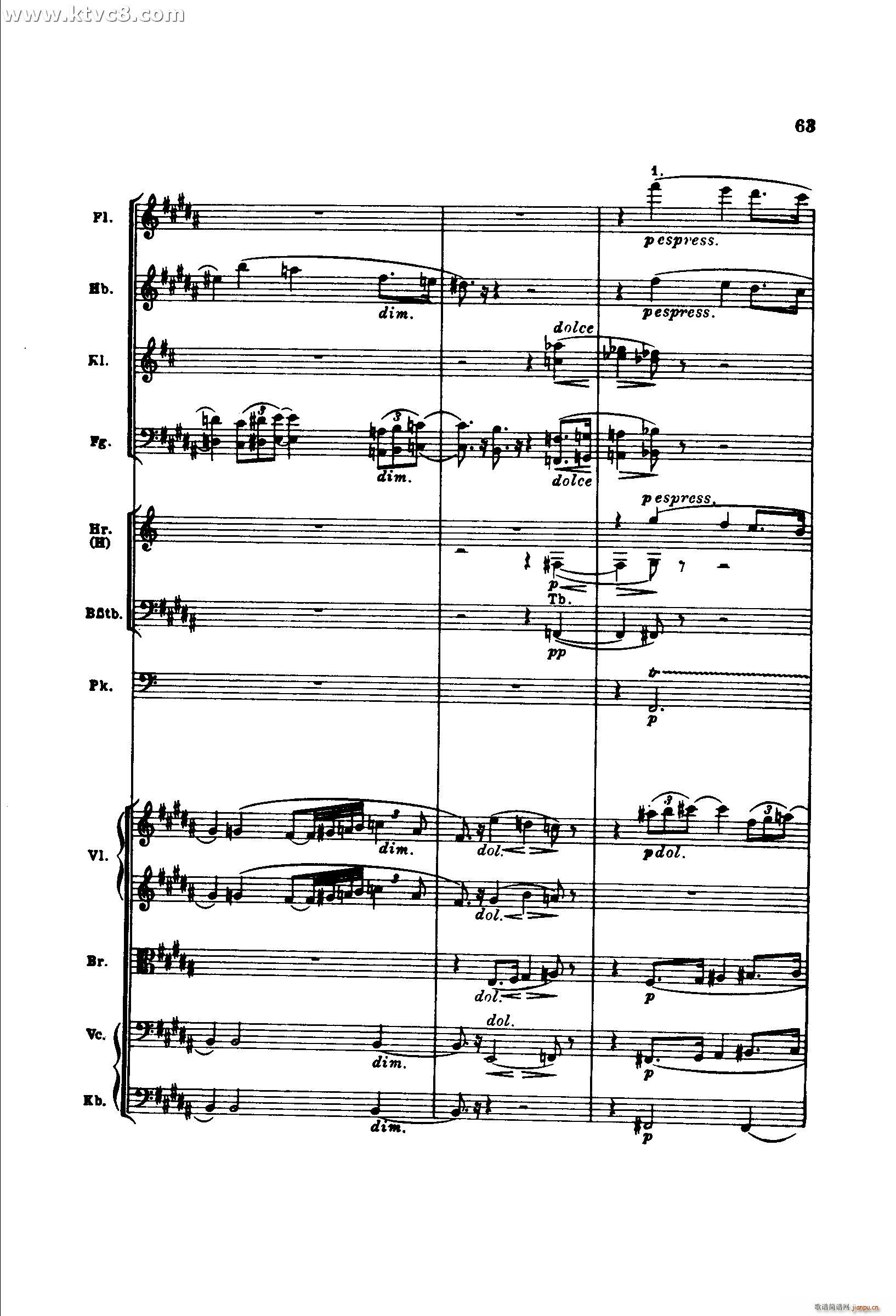 勃拉姆斯第二交响曲 第二乐章 不太慢的柔版(总谱)13
