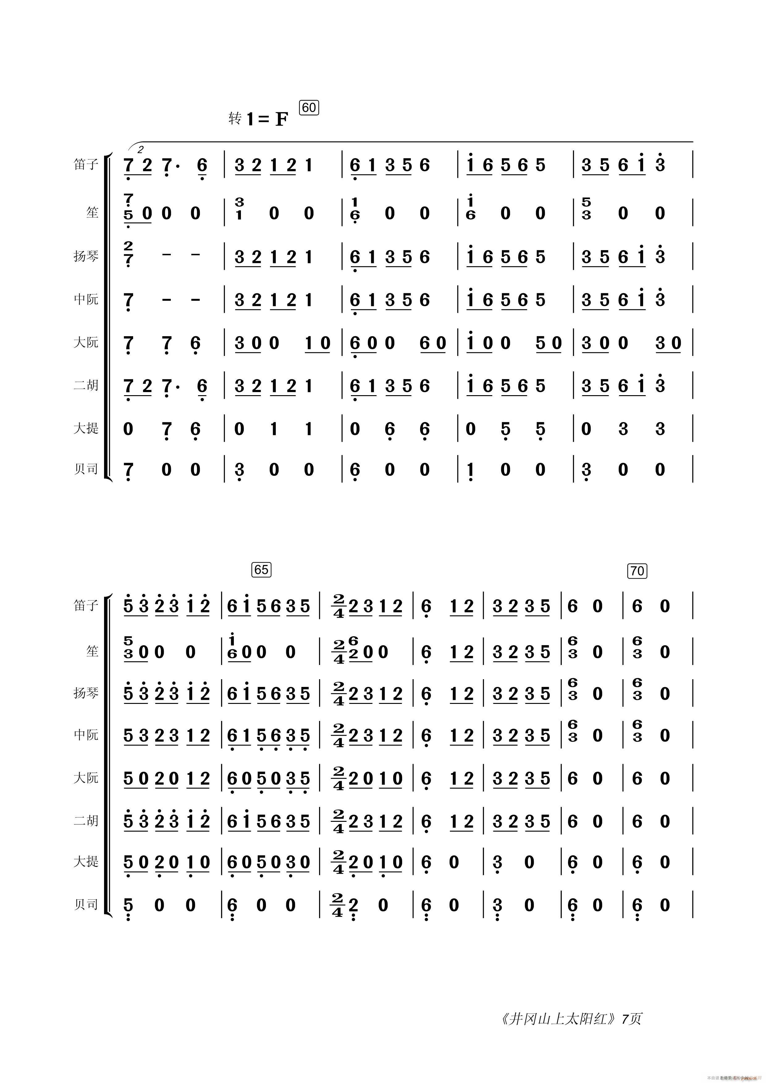 井岡山上太陽紅 民樂合奏(總譜)7