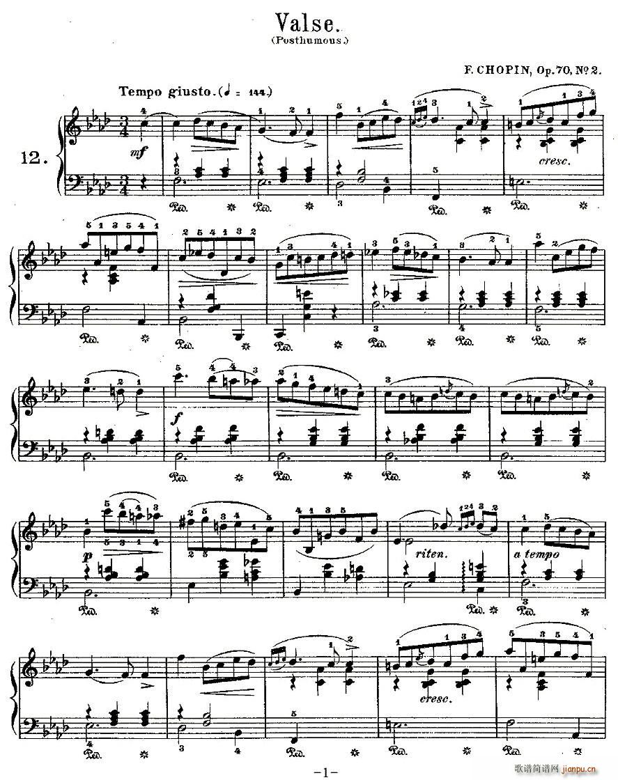 valse，Op.70, No.2(十字及以上)1