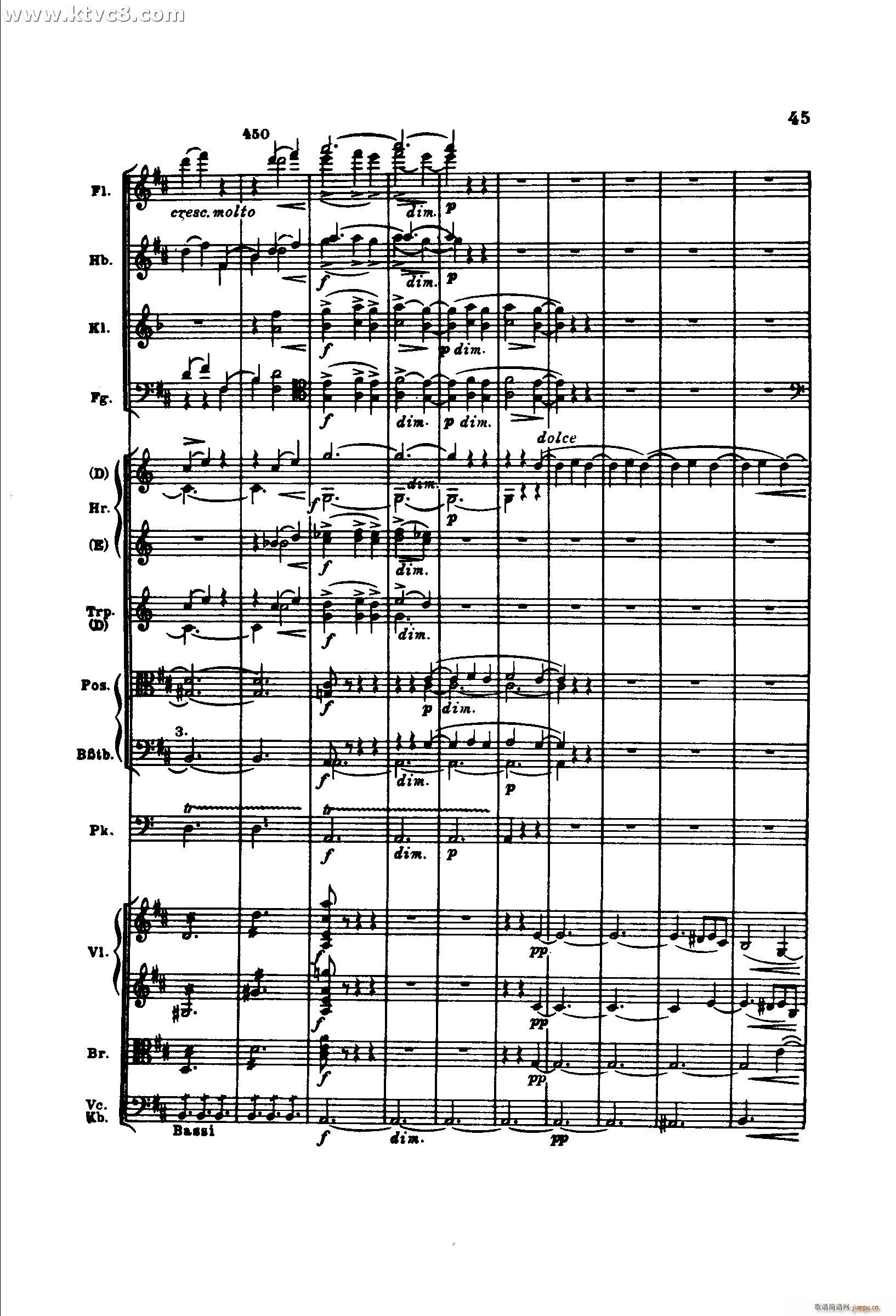 勃拉姆斯第二交响曲 第一乐章 不太快的快板(总谱)45