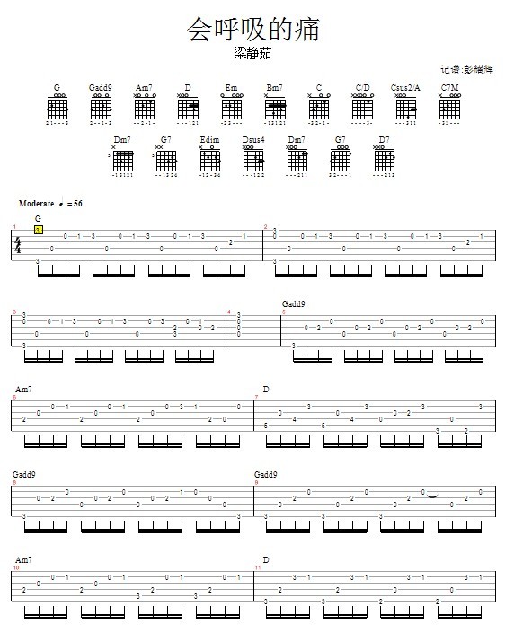 會呼吸的痛—梁靜茹(吉他譜)1