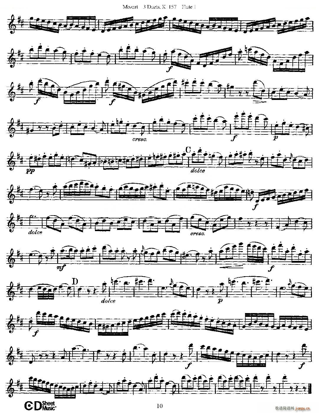 3 Duets K 157 之第一长笛 二重奏三首 K157号 铜管(笛箫谱)10