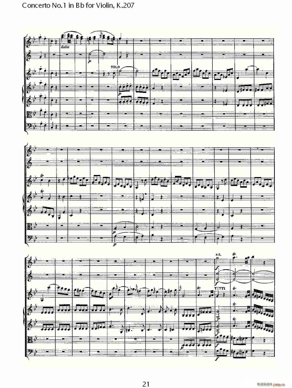 Concerto No.1 in Bb for Violin, K.207(小提琴谱)21