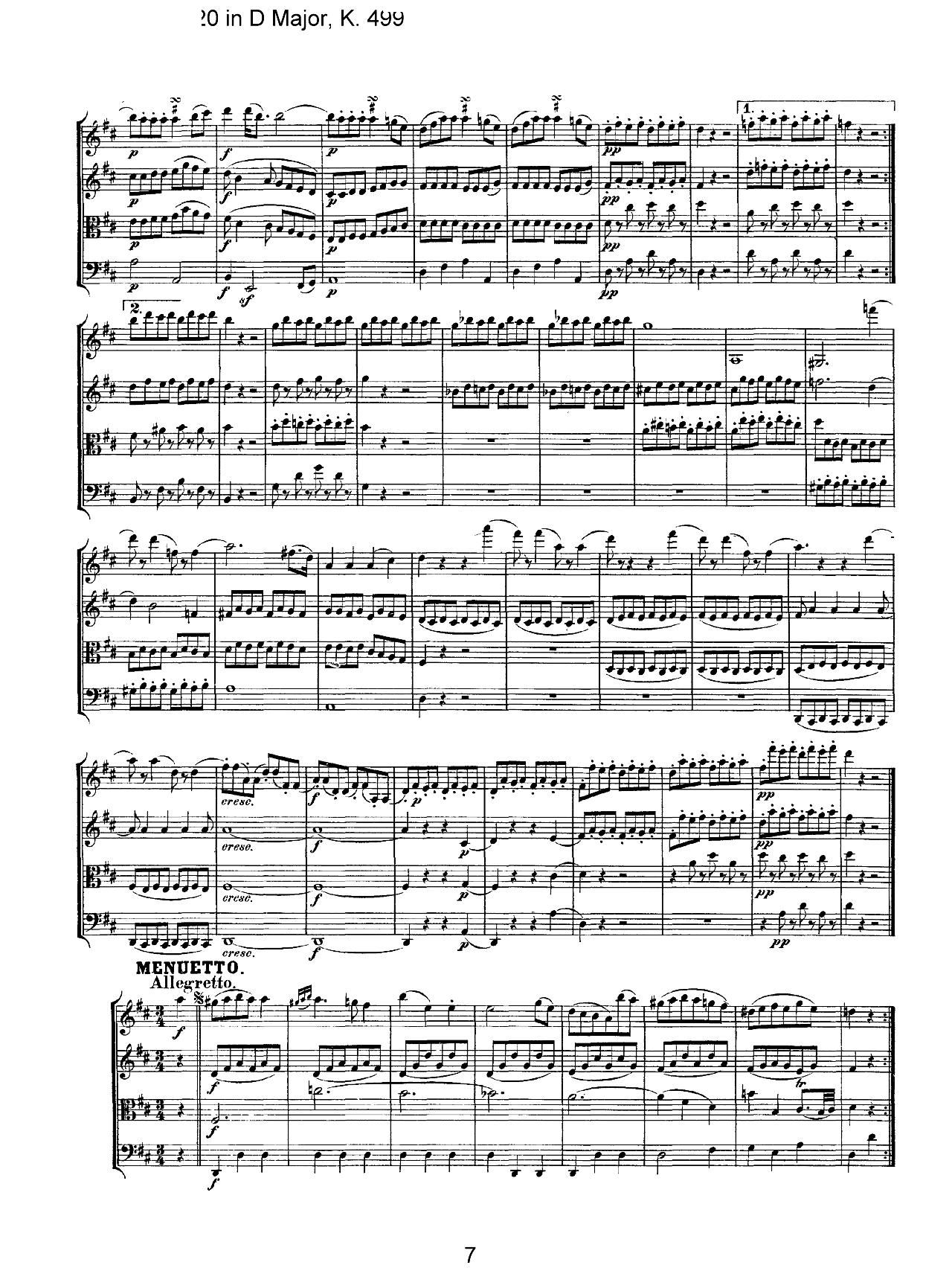 Mozart Quartet No 20 in D Major K 499(总谱)7