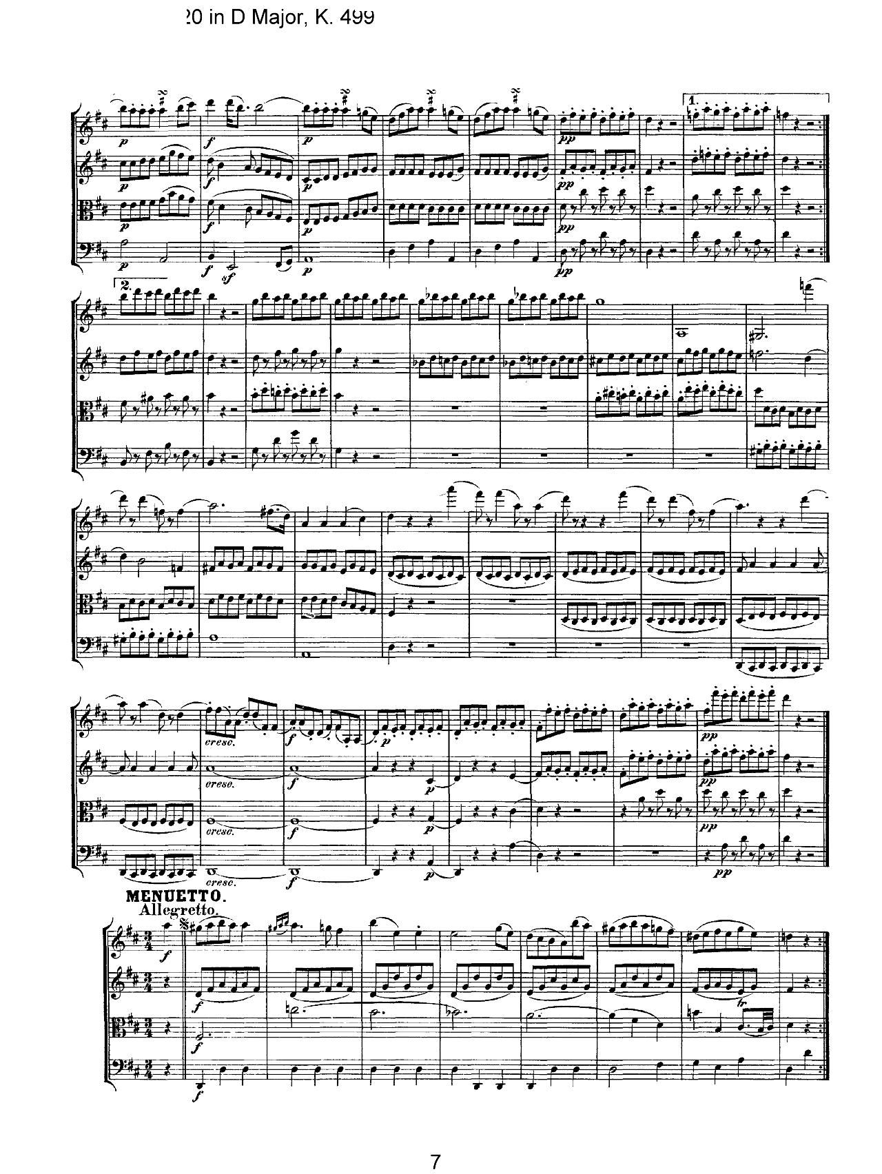 Mozart Quartet No 20 in D Major K 499(總譜)7