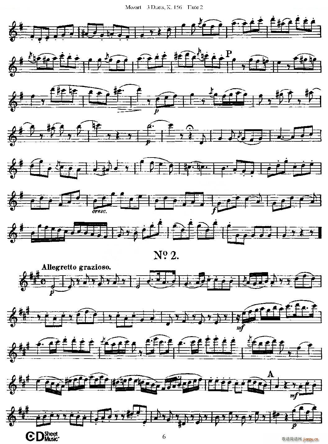 3 Duets K 156 之第二长笛 二重奏三首 K156号 铜管(笛箫谱)6