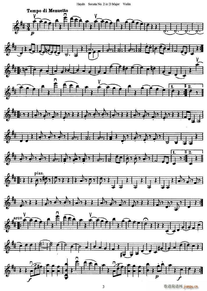 海顿D大调第二小提琴奏鸣曲(小提琴谱)3