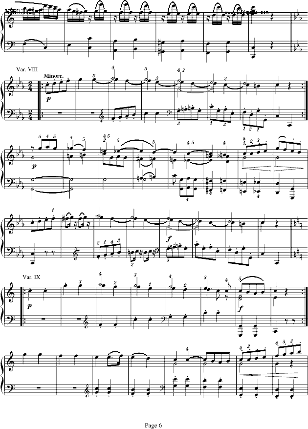 小星星变奏曲K.265-莫扎特(钢琴谱)6