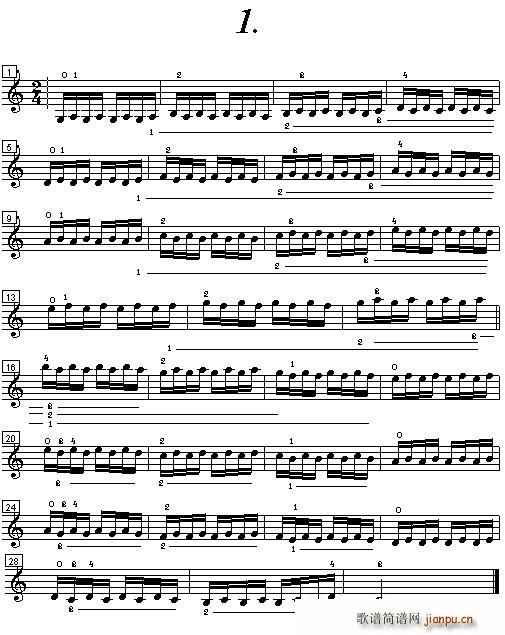 小提琴手指练习曲(小提琴谱)1