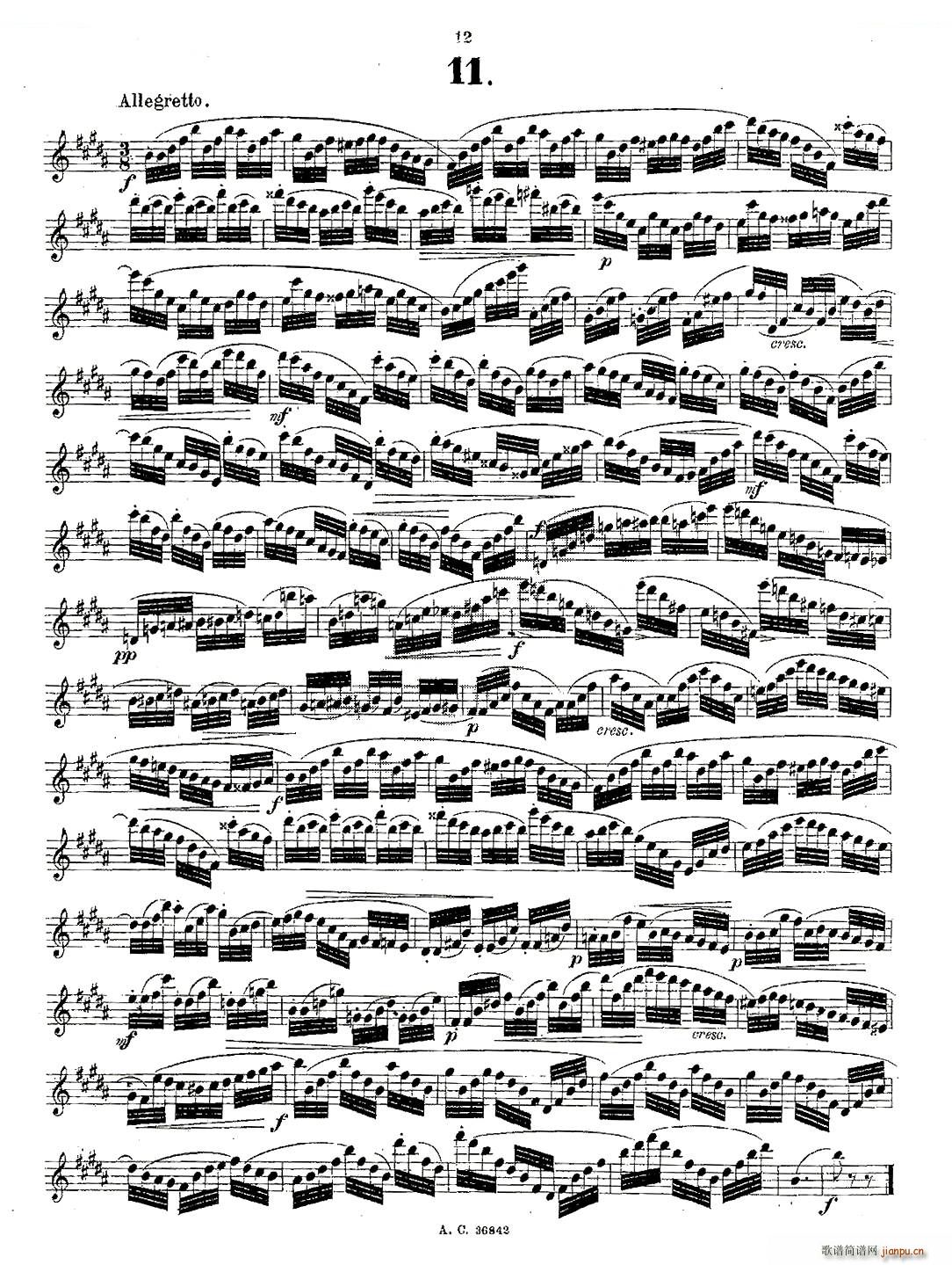 24首长笛练习曲 Op 21 之1 12 铜管(笛箫谱)12