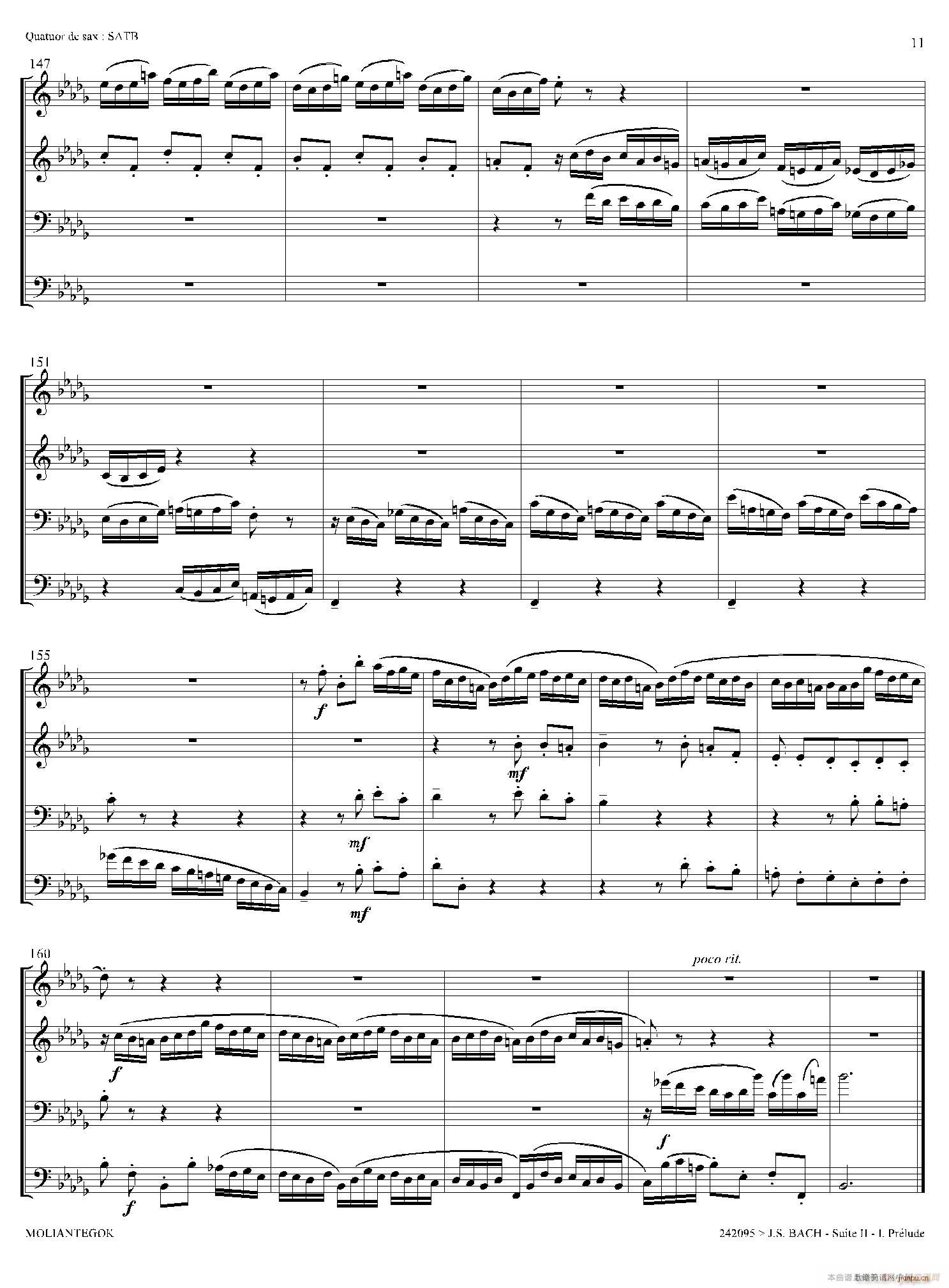 Suite anglaise No 2 BWV 807 法国组曲之二 前奏曲 四重奏(总谱)10