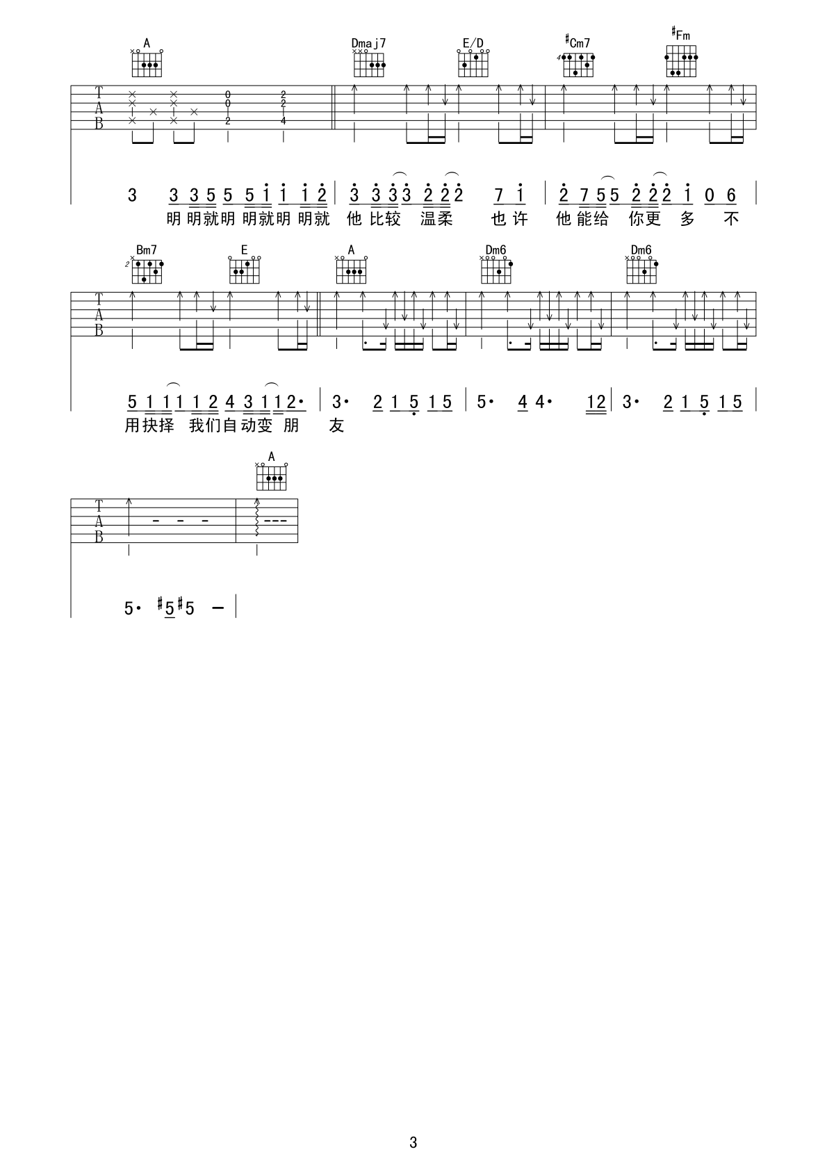 最完美吉他彈唱譜(八字歌譜)3